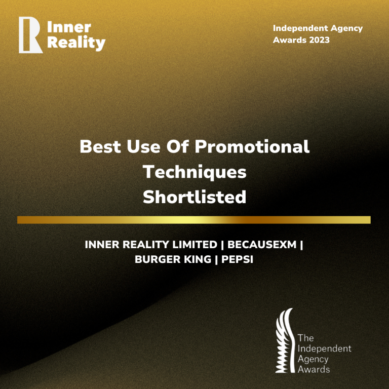 Best Use Of Promotional Techniques Shortlisted for Inner Reality's augmented reality marketing platform.