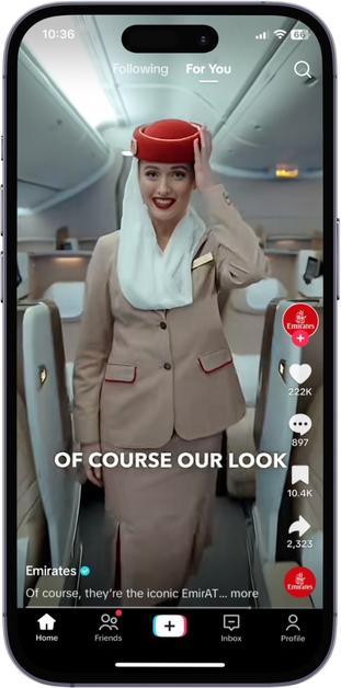 Example of Emirates "Of Course" trend