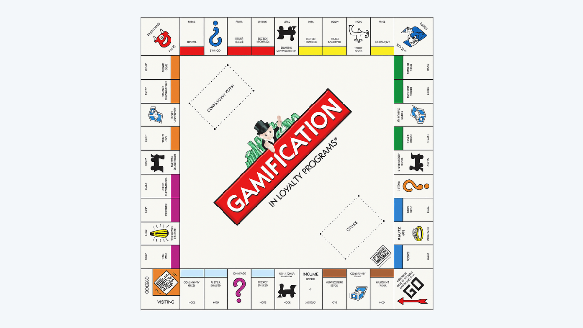 Monopoly-style board labelled “Gamification,” symbolising how game mechanics create addictive digital experiences in AR marketing.