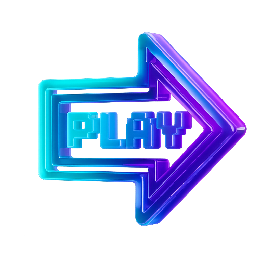 3D neon arrow with the word PLAY, symbolizing interactive augmented reality training for Sappi Verve.