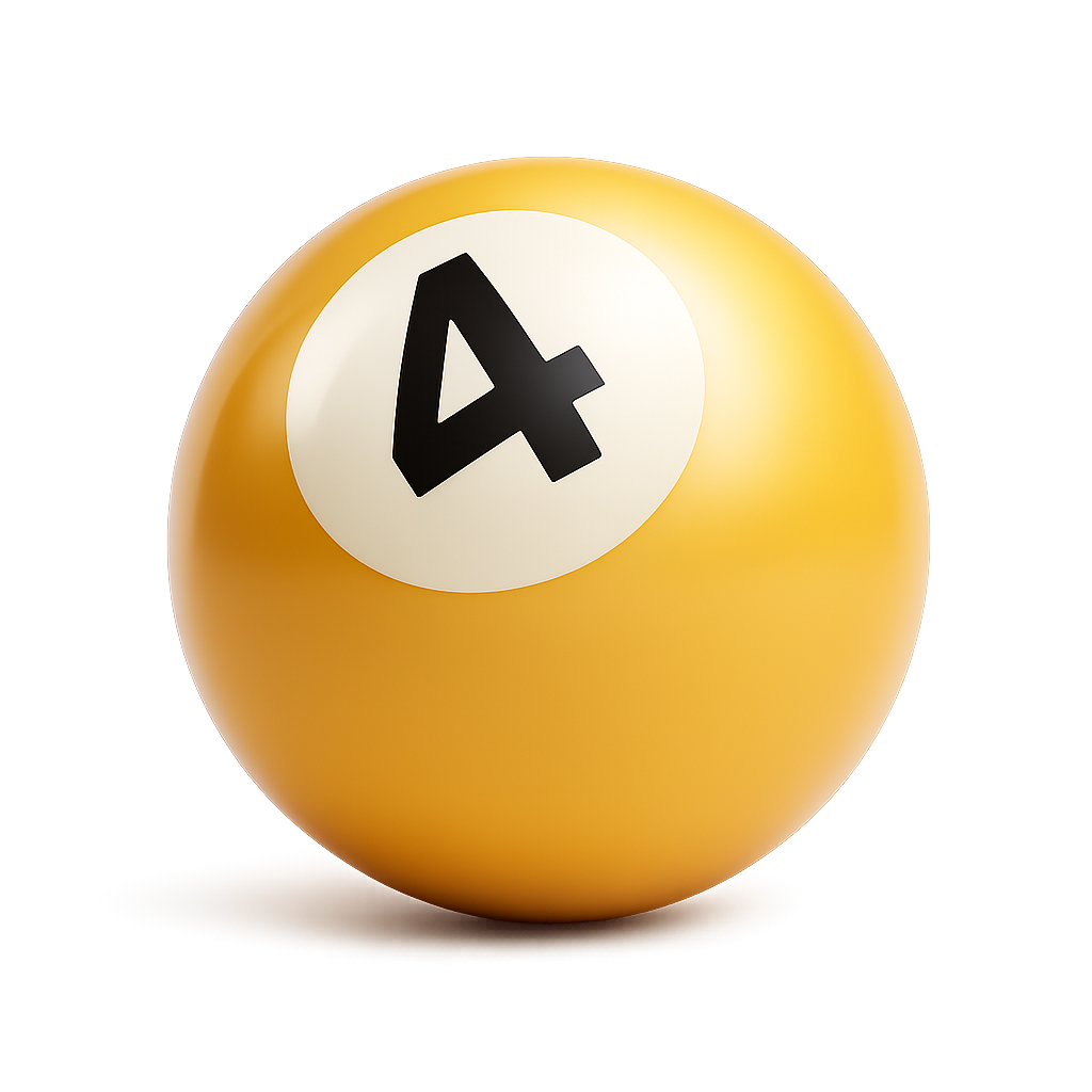 Lotto247 golden lottery ball with the number 4.