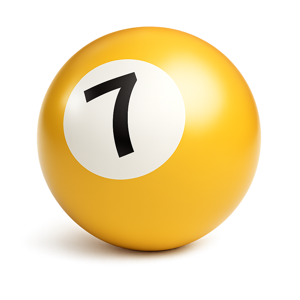 Lotto247 golden lottery ball with the number 7.