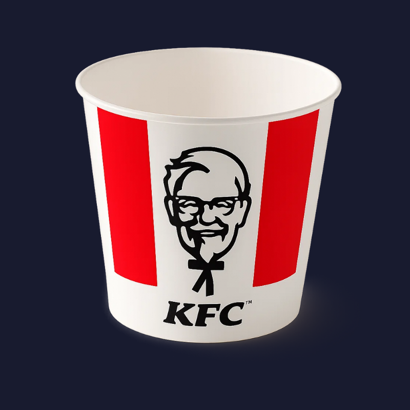 KFC branded chicken bucket graphic used as the cover image for Fryhard Fans 1.0 AR campaign.