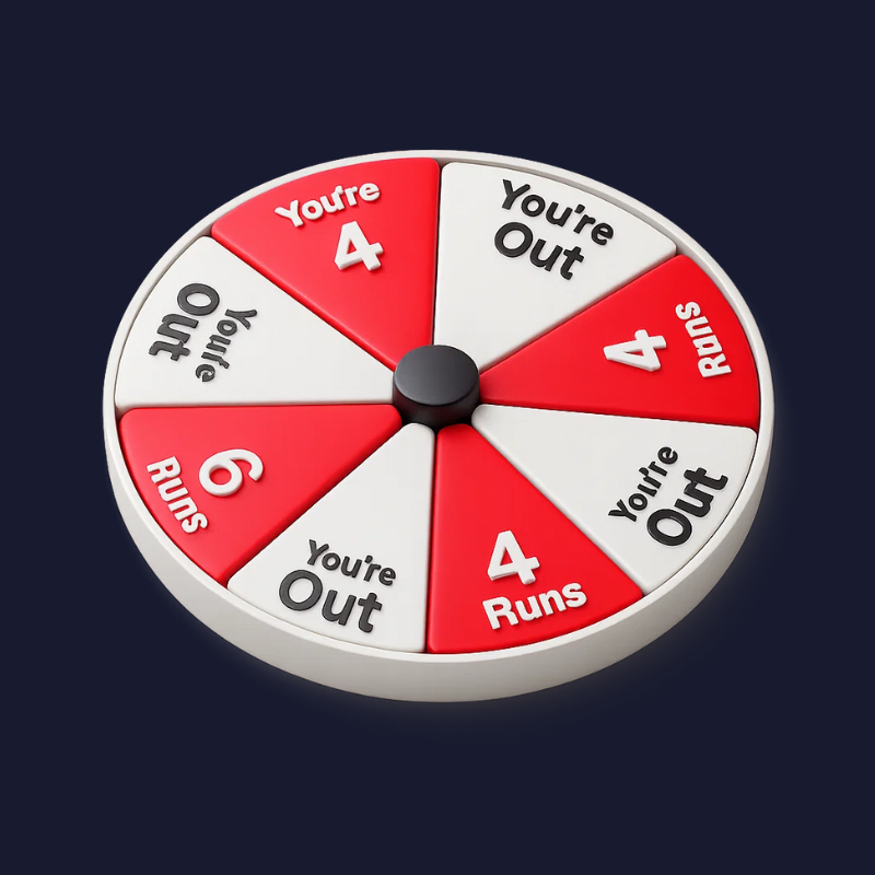 Cricket spin wheel graphic for KFC Fry-Hard Fans 3.0, symbolizing gamification and augmented reality in sports.