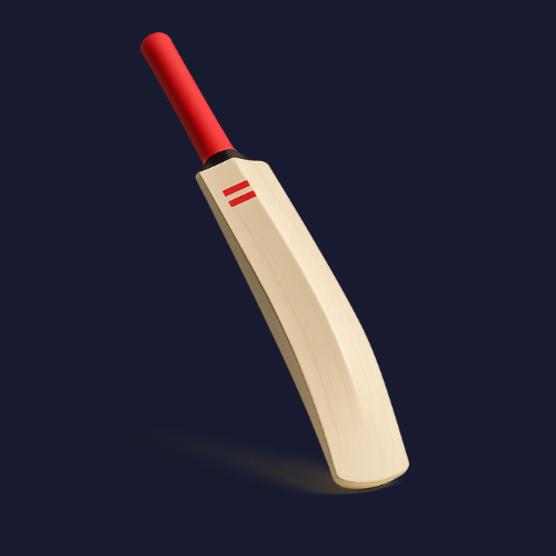 Digital cricket bat illustration with red handle, cover graphic for KFC Fry-Hard Fans 2.0 campaign using augmented reality in sports.