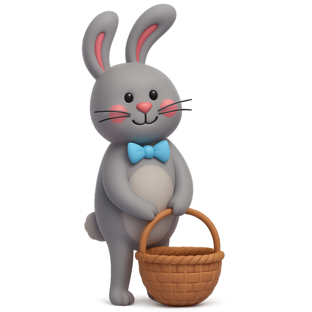 3D Easter bunny holding a basket for Pick n Pay’s augmented reality in retail egg hunt.