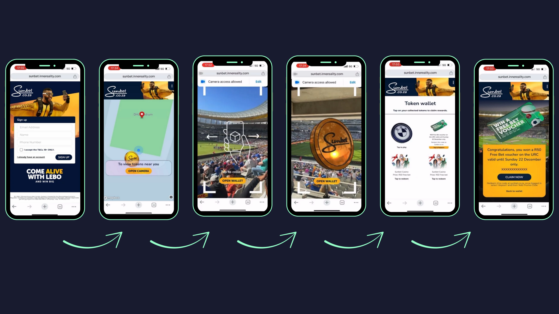 Gold Sunbet coin symbolizing augmented reality betting campaign