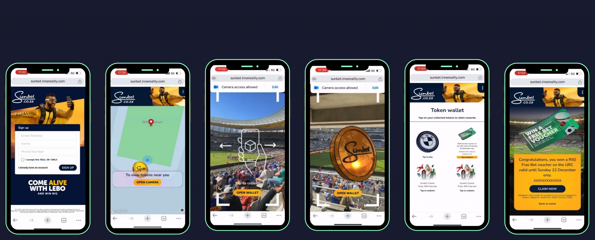 Gold Sunbet coin symbolizing augmented reality betting campaign